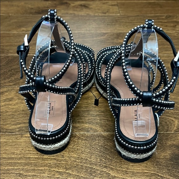 NWT, Alaia Leather Studded Espadrille Sandals - Picture 8 of 16